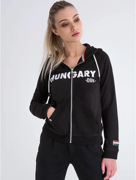 HUNGARY ZIPPED HOODY W BLACK