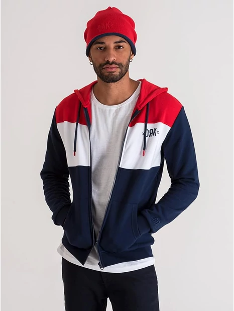 TRICOLOR ZIPPED HOODIE MEN